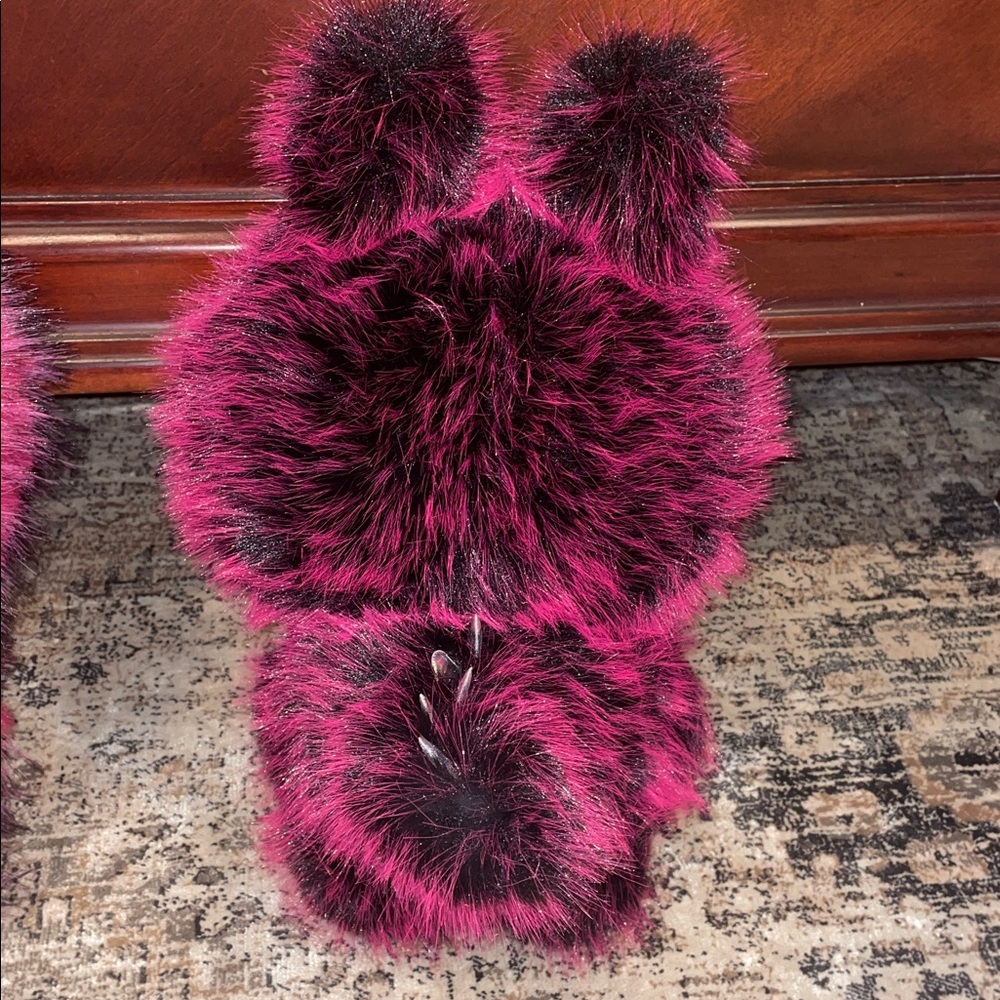 Fuzzy Pink and Black Large Labubu - Picture 6 of 7